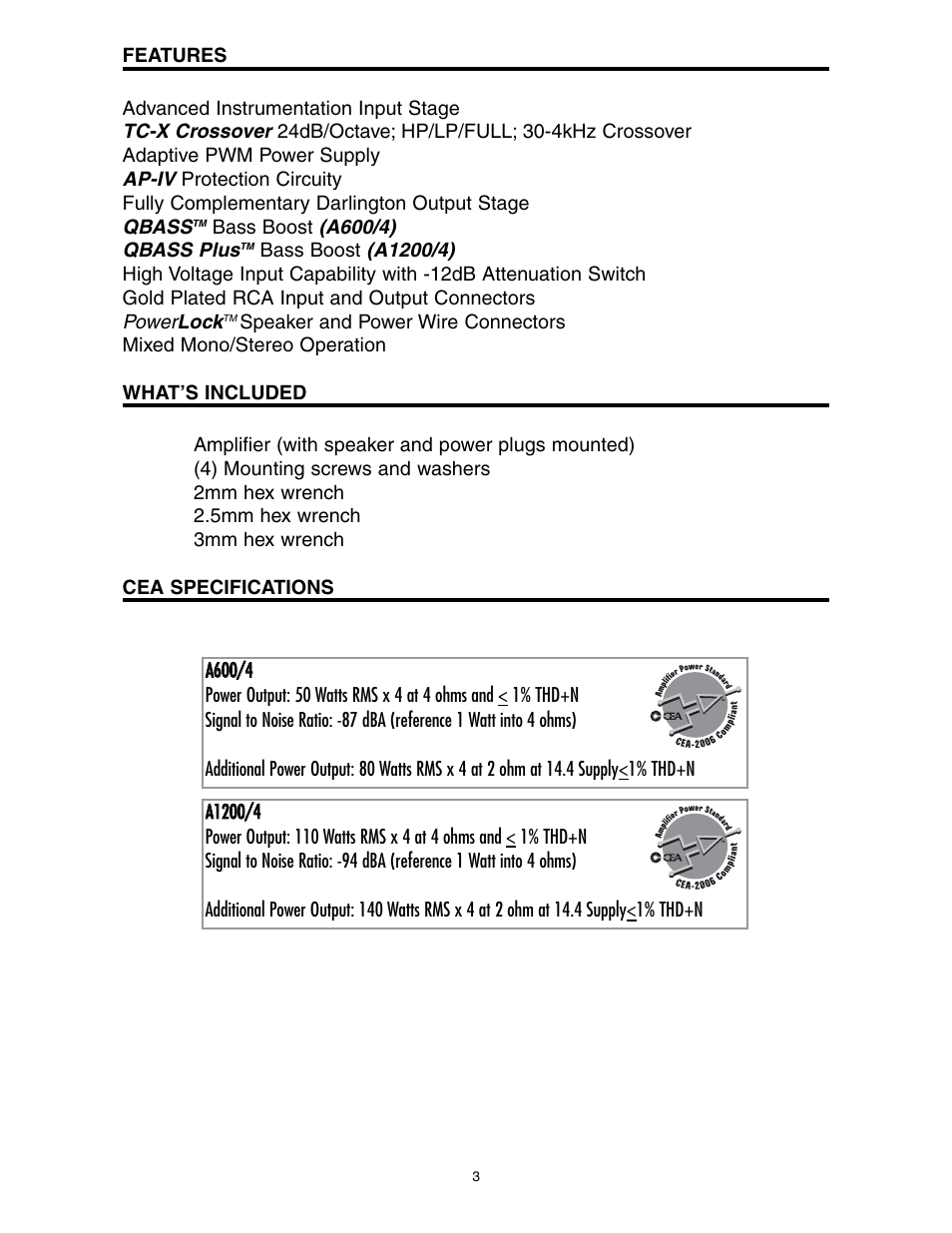 Directed Electronics A1200/4 User Manual | Page 4 / 30