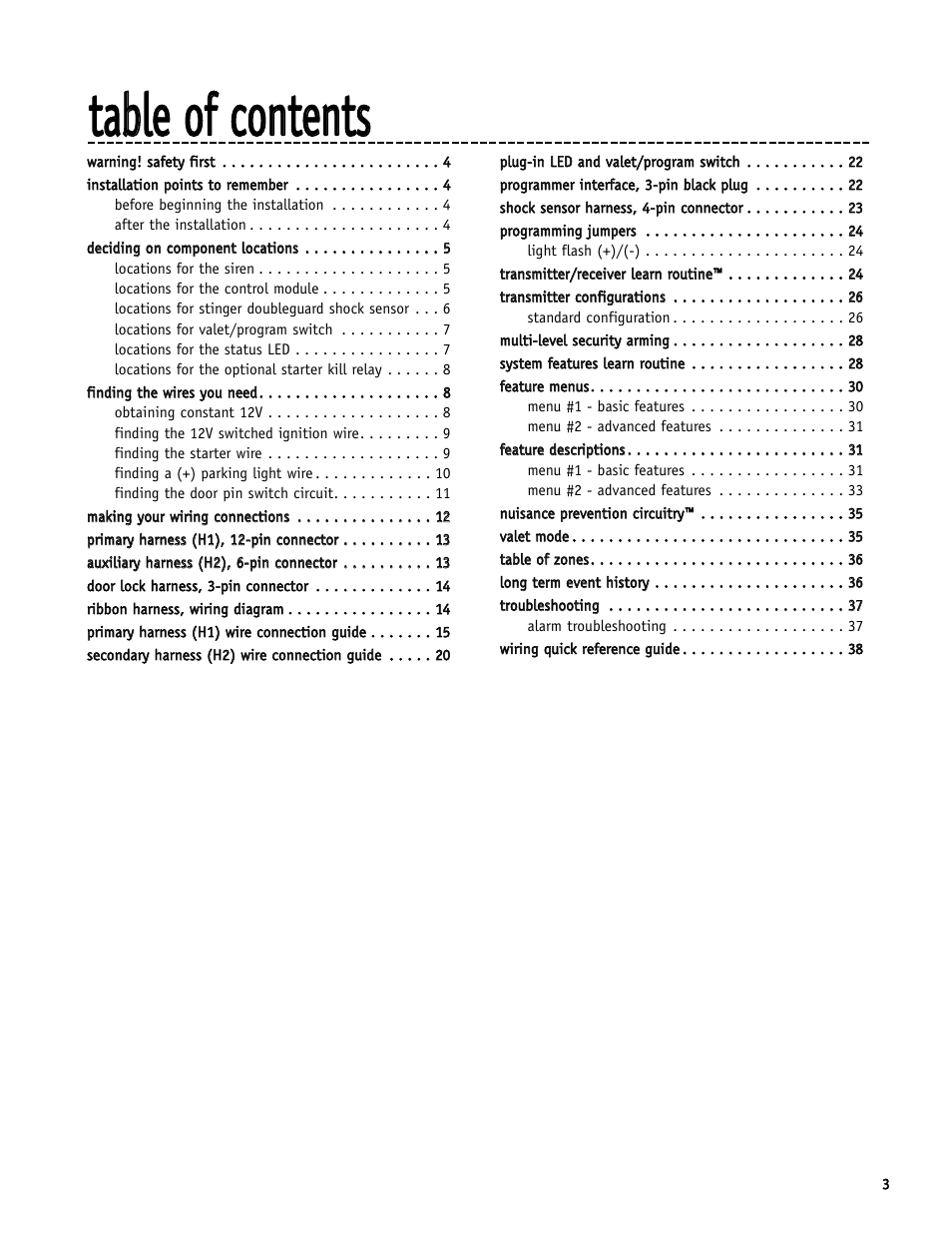 Ttaabbllee ooff ccoonntteennttss | Directed Electronics S660 User Manual | Page 3 / 40