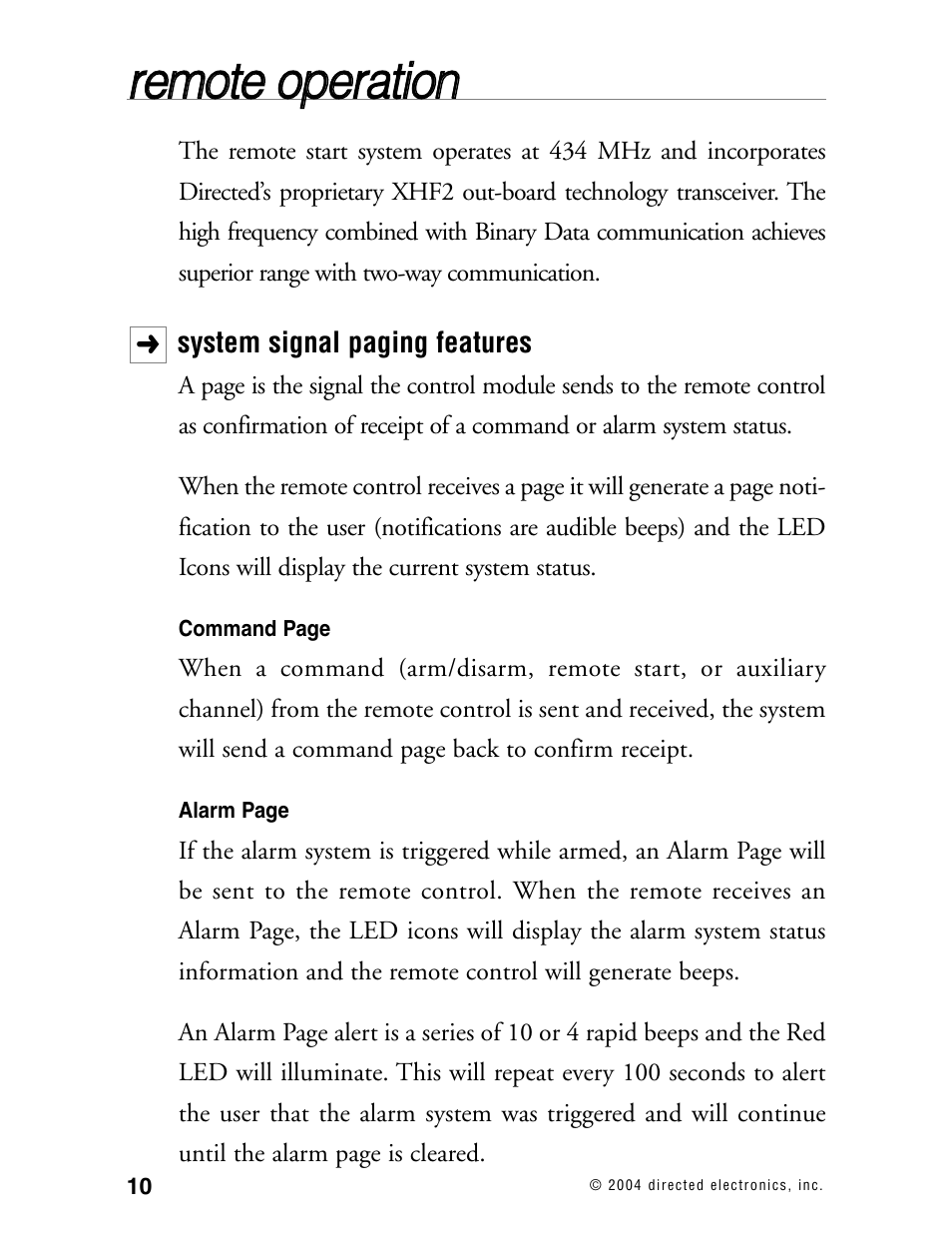 Rre em mo otte e o op pe erra attiio on n | Directed Electronics 130XV User Manual | Page 14 / 52