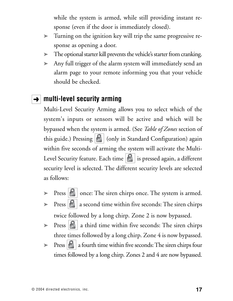 Multi-level security arming | Directed Electronics 130XV User Manual | Page 21 / 52