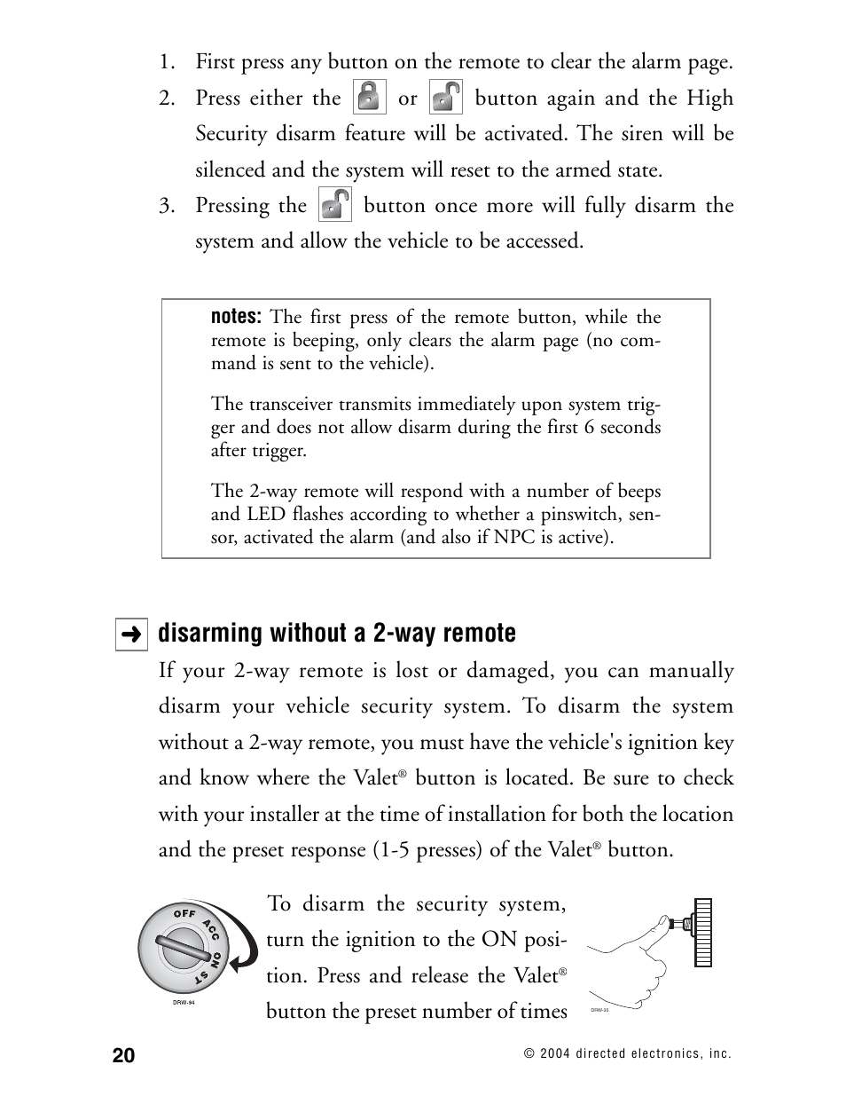 Disarming without a 2-way remote | Directed Electronics 130XV User Manual | Page 24 / 52