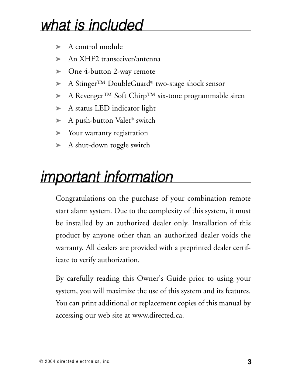 Wwh ha att iiss iin nc cllu ud de ed d | Directed Electronics 130XV User Manual | Page 7 / 52