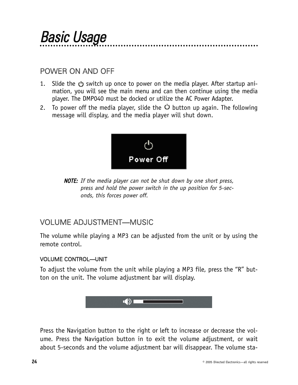 Bbaassiicc u ussaaggee | Directed Electronics DMP040 User Manual | Page 24 / 58