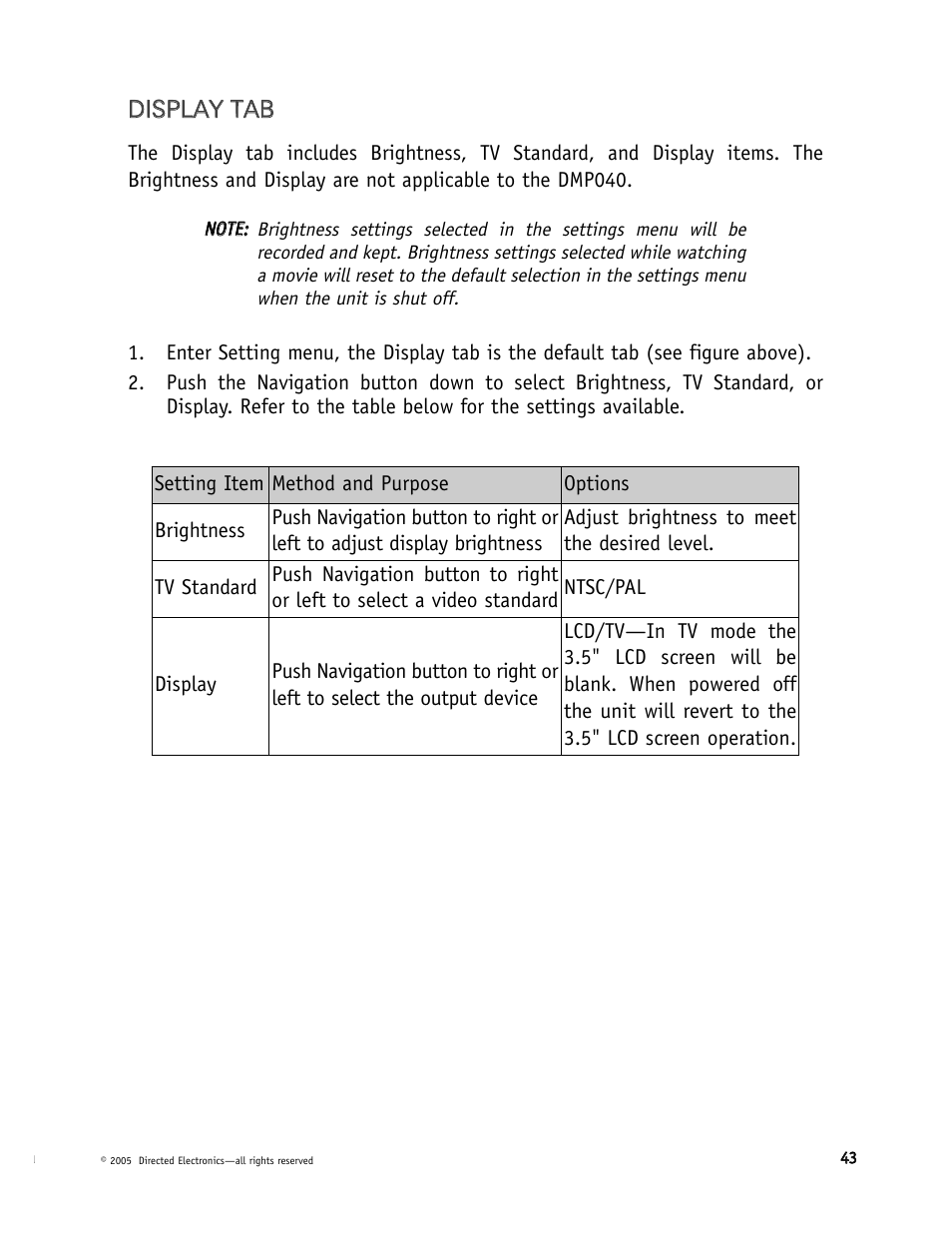 Directed Electronics DMP040 User Manual | Page 43 / 58