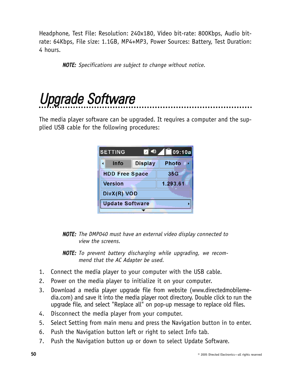 Uuppggrraaddee s sooffttw waarree | Directed Electronics DMP040 User Manual | Page 50 / 58