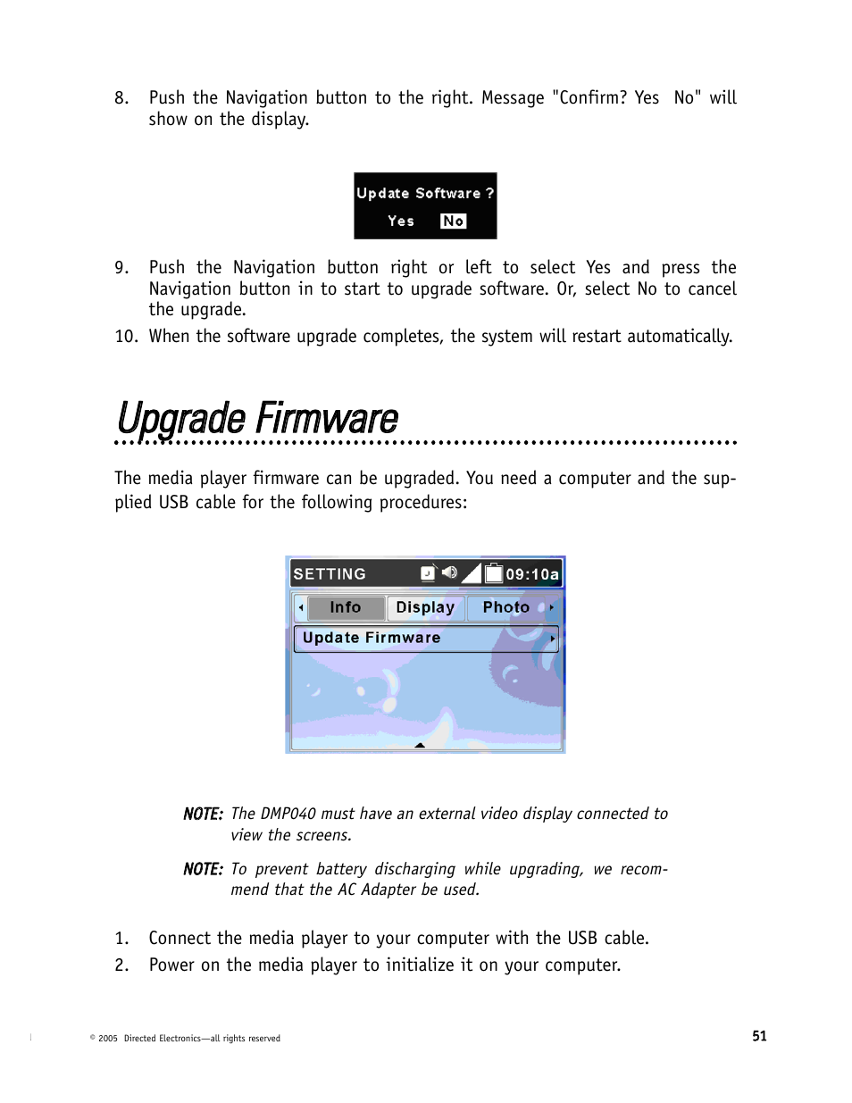 Uuppggrraaddee ffiirrm mw waarree | Directed Electronics DMP040 User Manual | Page 51 / 58