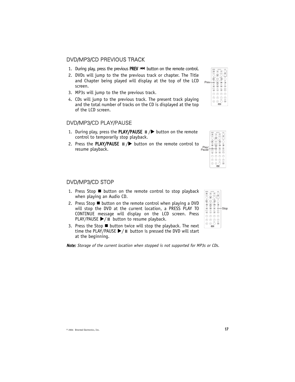 Ddv vd d//m mp p3 3//c cd d s st to op p | Directed Electronics OHD900 User Manual | Page 17 / 27