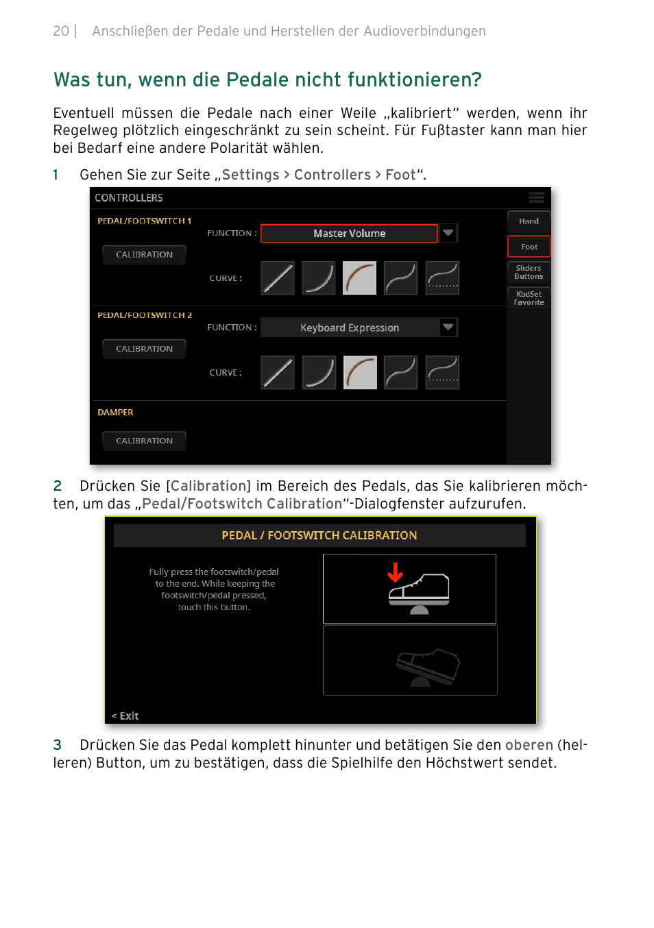 Was tun, wenn die pedale nicht funktionieren | KORG Pa5X-88 88-Key Arranger Keyboard User Manual | Page 98 / 232