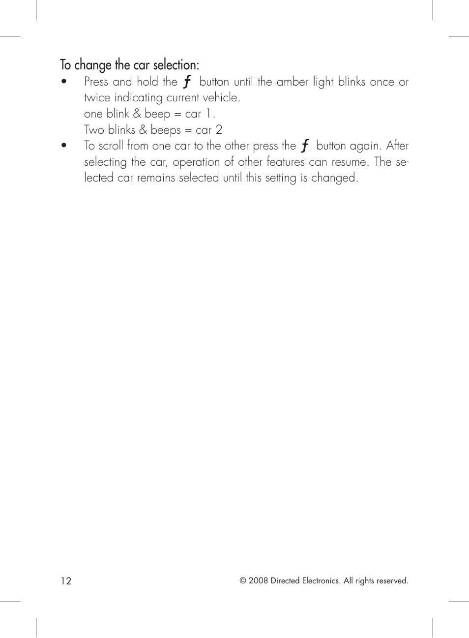 Press and hold the | Directed Electronics 1601 User Manual | Page 12 / 52