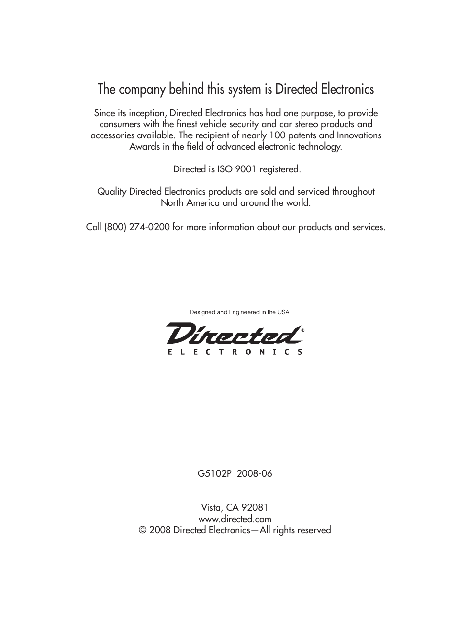 Directed Electronics 1601 User Manual | Page 52 / 52