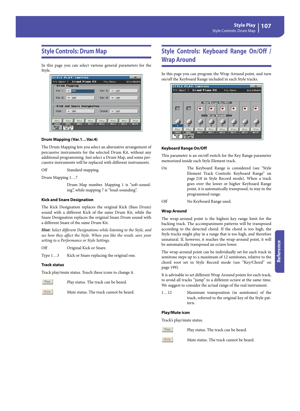 Style controls: drum map | KORG Pa300 Arranger User Manual | Page 111 / 378