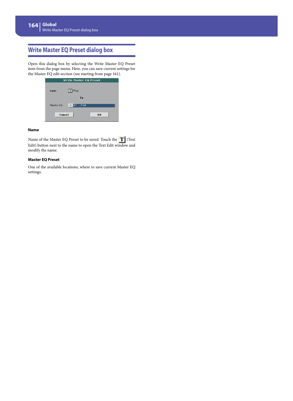 Write master eq preset dialog box | KORG Pa300 Arranger User Manual | Page 168 / 378