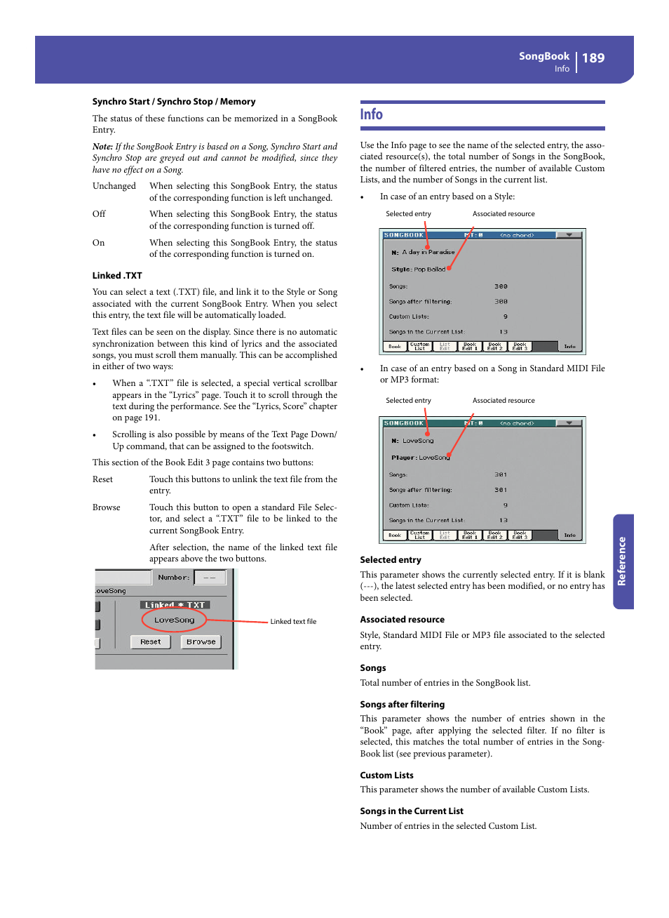 Info | KORG Pa300 Arranger User Manual | Page 193 / 378