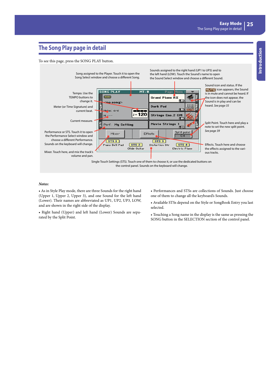 The song play page in detail | KORG Pa300 Arranger User Manual | Page 29 / 378