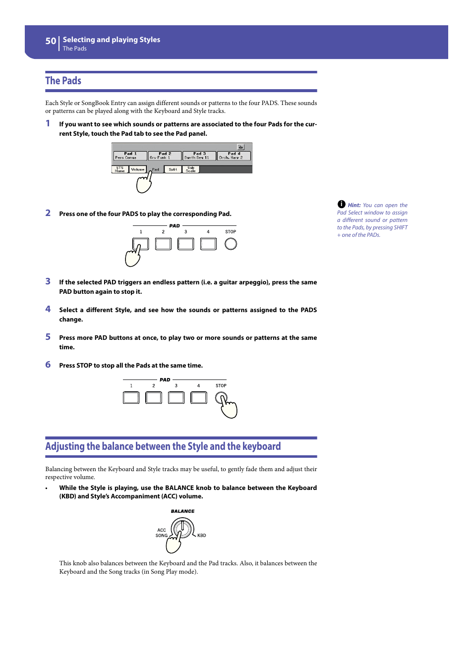 The pads | KORG Pa300 Arranger User Manual | Page 54 / 378