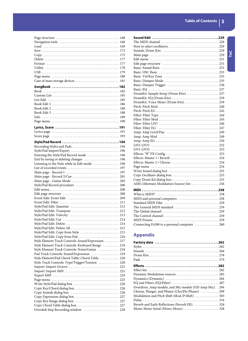 Appendix | KORG Pa300 Arranger User Manual | Page 7 / 378