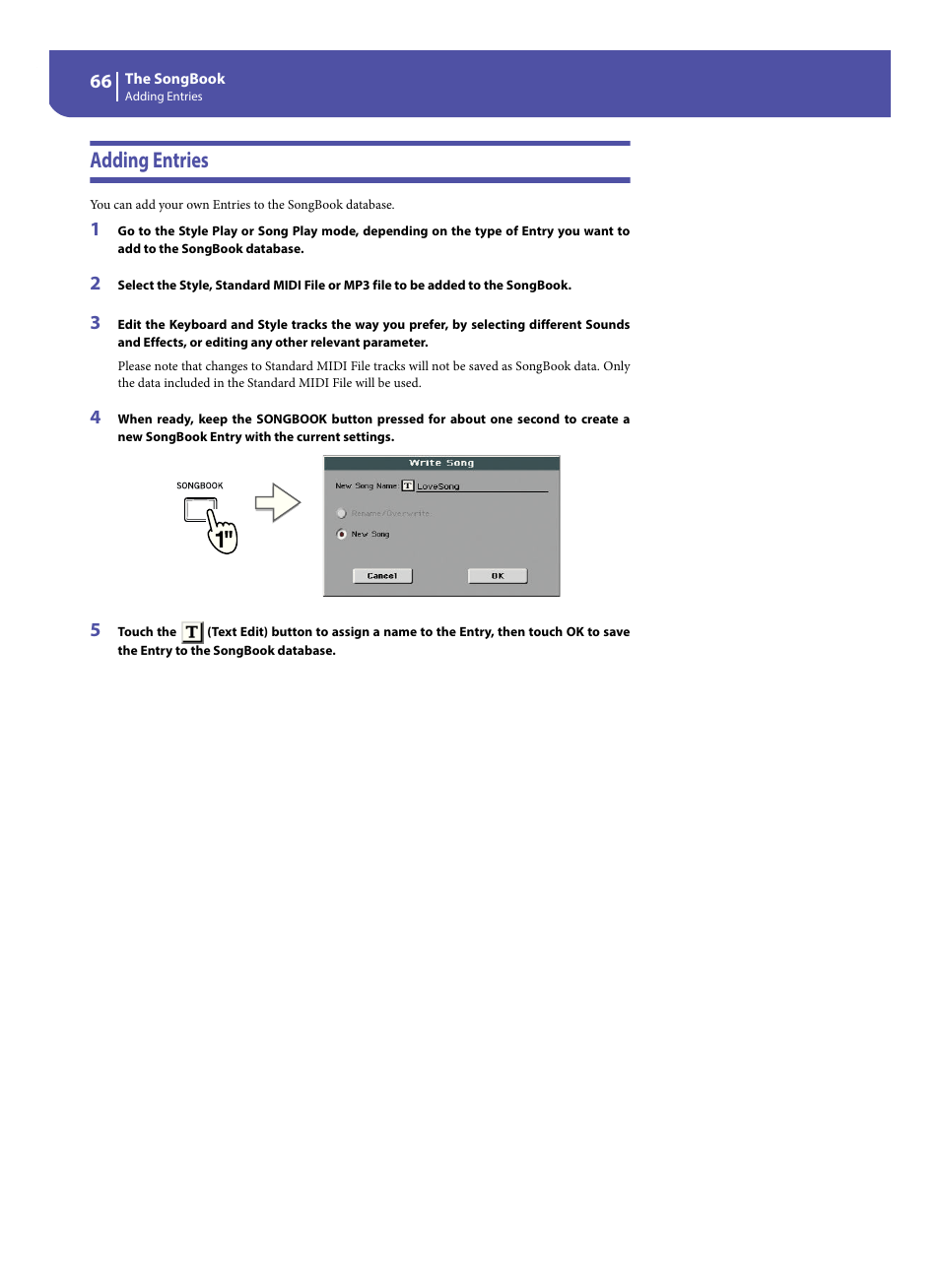 Adding entries | KORG Pa300 Arranger User Manual | Page 70 / 378