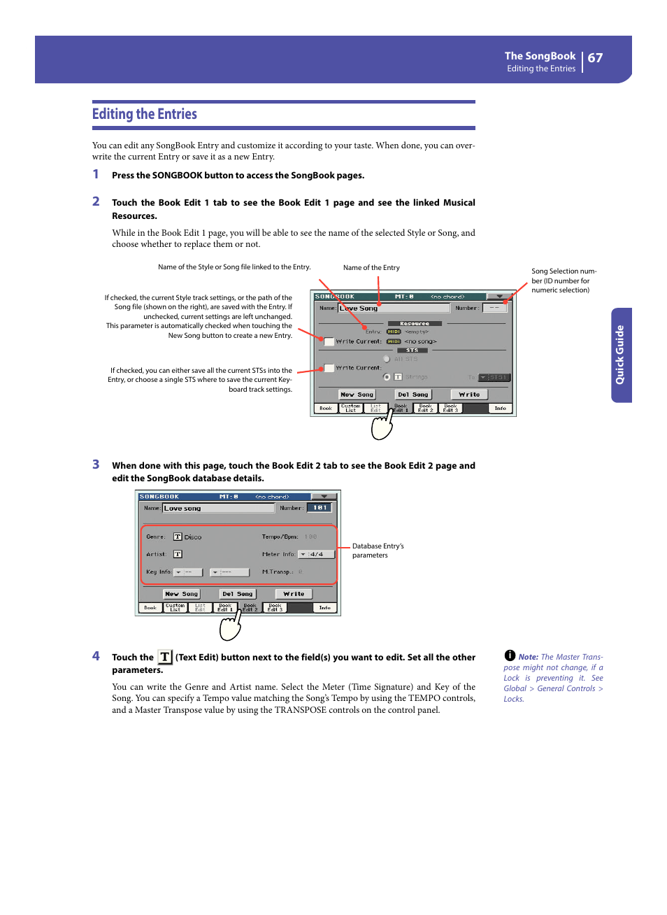 Editing the entries | KORG Pa300 Arranger User Manual | Page 71 / 378