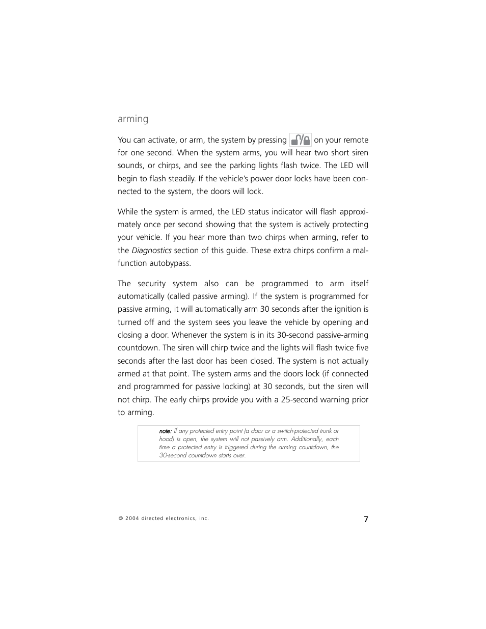 Arming | Directed Electronics 750 User Manual | Page 10 / 45