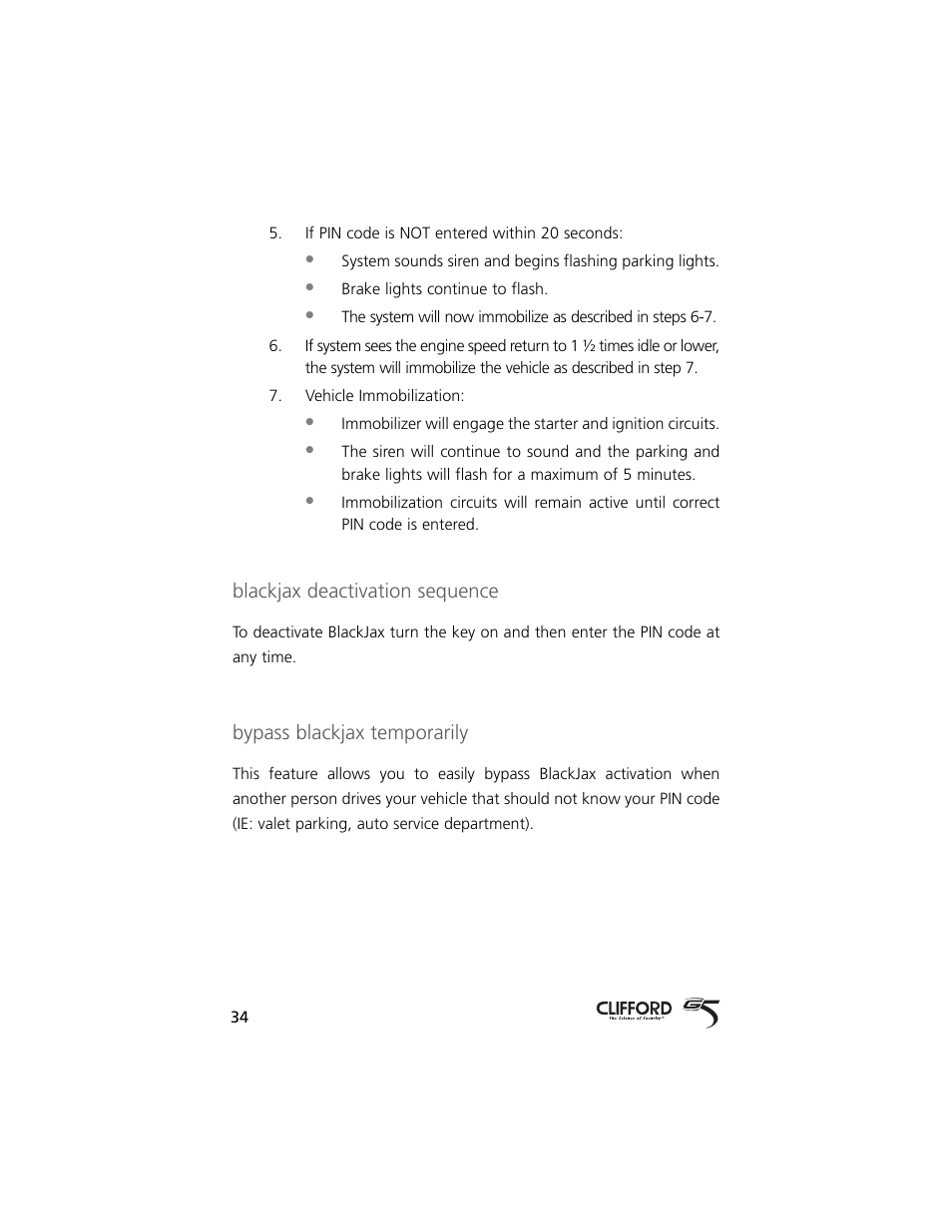 Blackjax deactivation sequence, Bypass blackjax temporarily | Directed Electronics 750 User Manual | Page 37 / 45