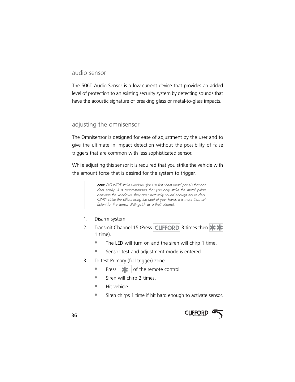 Audio sensor, Adjusting the omnisensor | Directed Electronics 750 User Manual | Page 39 / 45