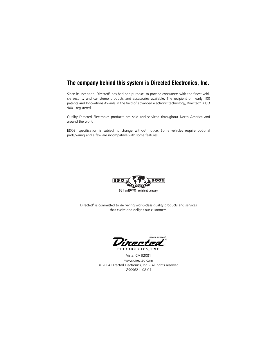 Directed Electronics 750 User Manual | Page 45 / 45