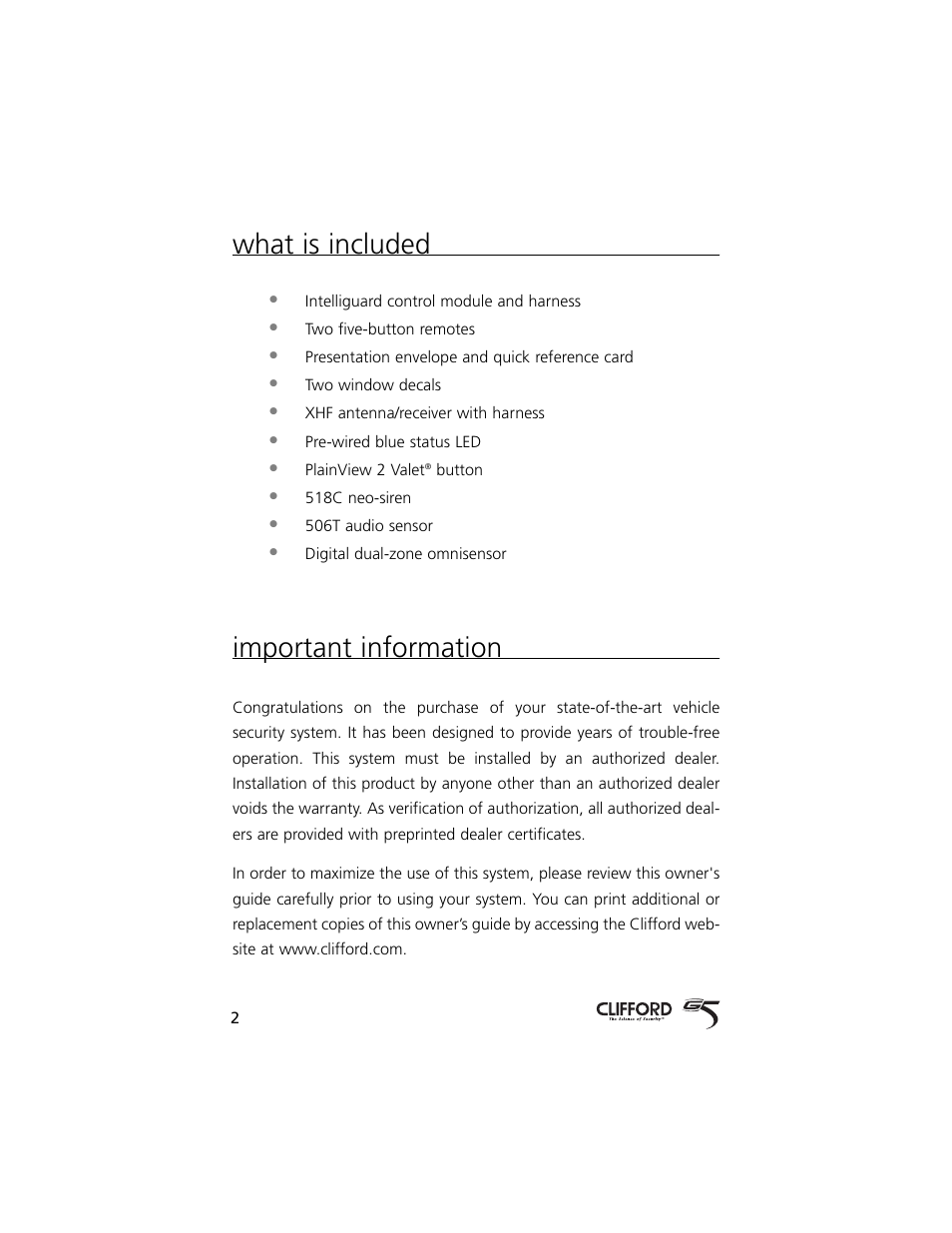 What is included, Important information | Directed Electronics 750 User Manual | Page 5 / 45
