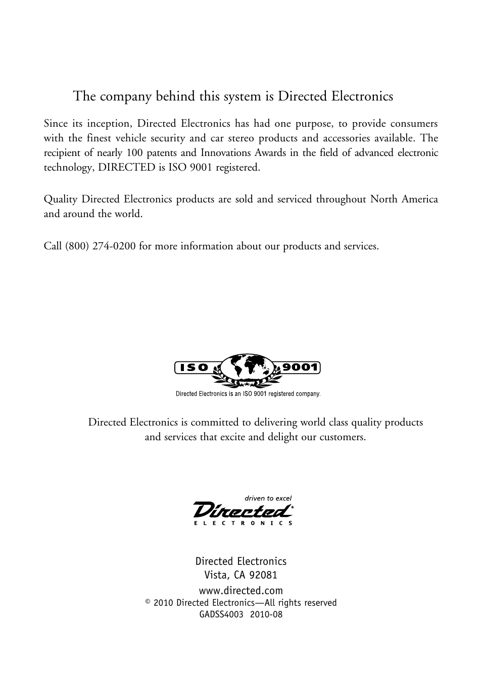 Directed Electronics SMARTSTART 3000 User Manual | Page 16 / 16