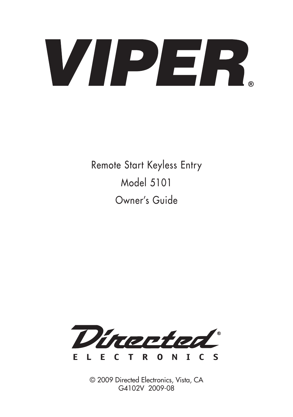 Directed Electronics VIPER 5101 User Manual | 44 pages