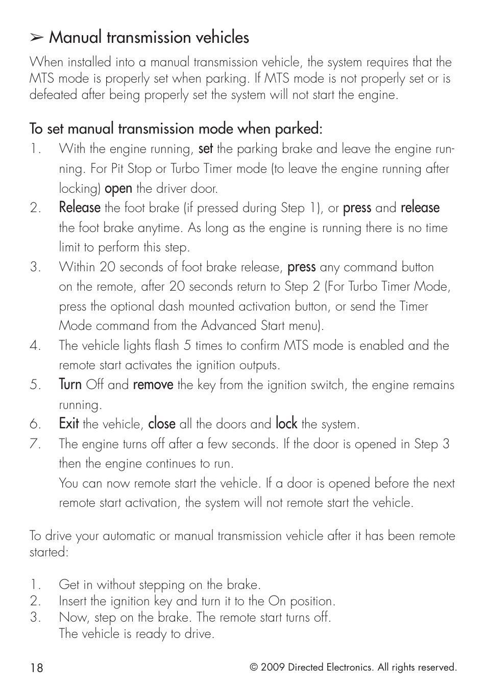 Manual transmission vehicles | Directed Electronics VIPER 5101 User Manual | Page 26 / 44