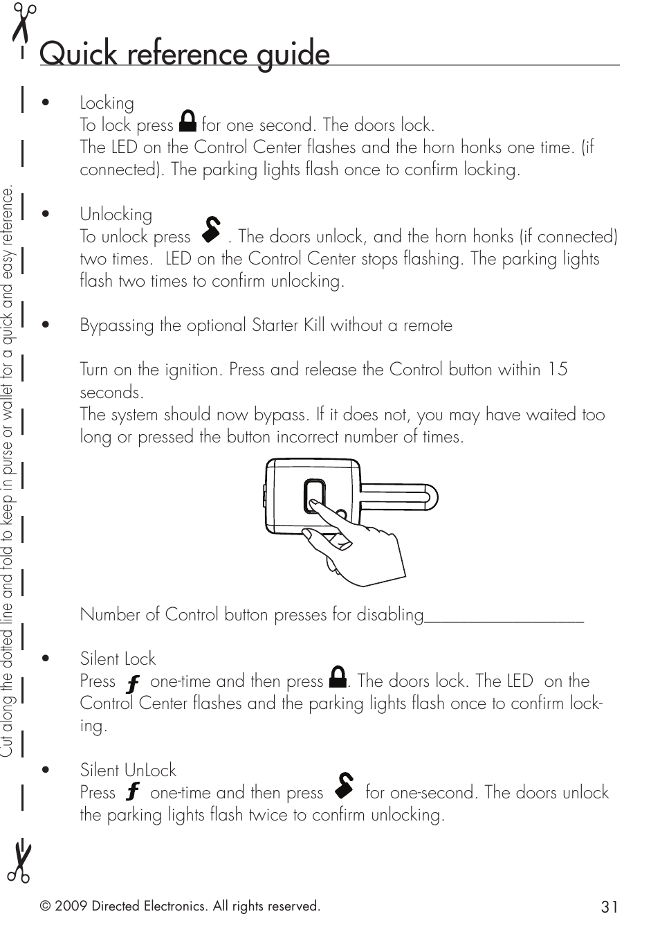 Quick reference guide | Directed Electronics VIPER 5101 User Manual | Page 39 / 44