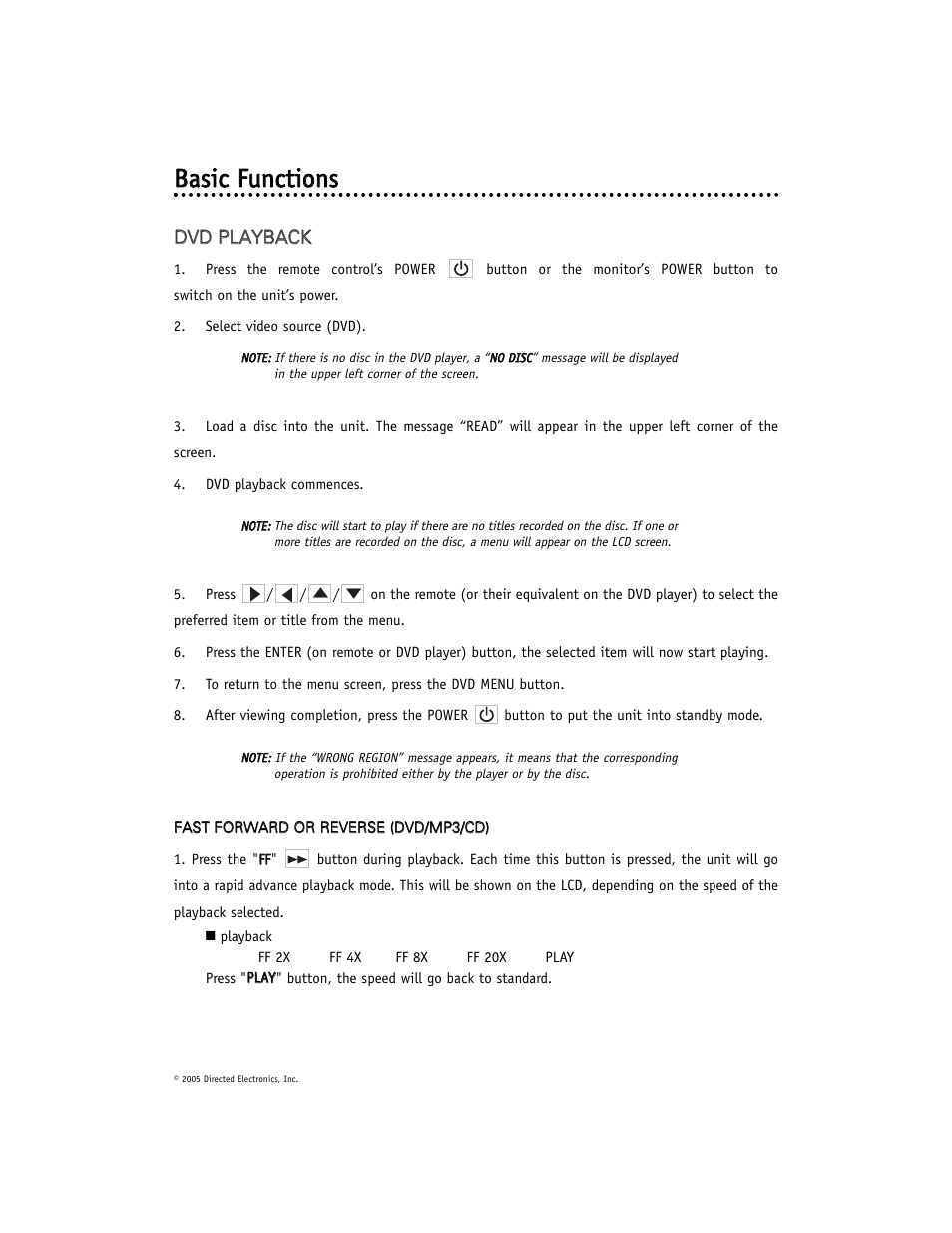 Bbaassiicc ffu un nccttiio on nss | Directed Electronics OHD901 User Manual | Page 23 / 42