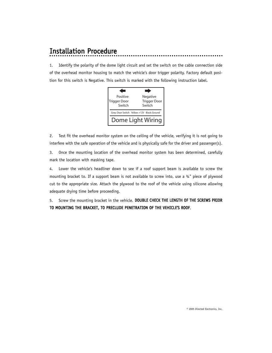 Dome light wiring | Directed Electronics OHD901 User Manual | Page 36 / 42