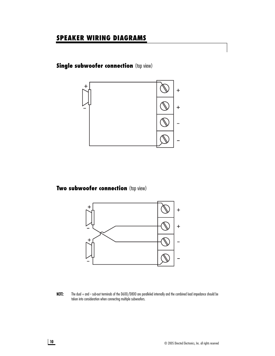 Speaker wiring diagrams | Directed Electronics D800 User Manual | Page 10 / 15