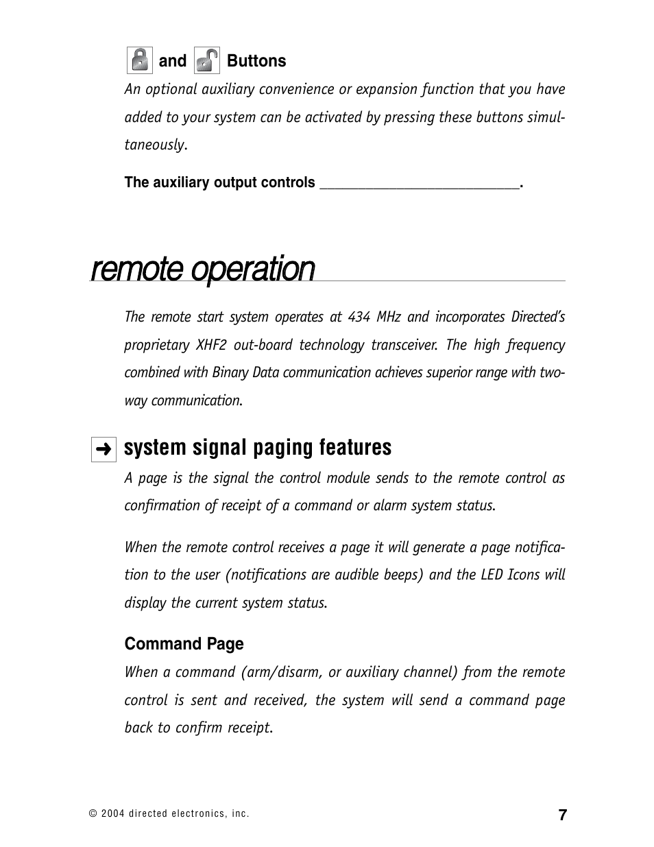 Rre em mo otte e o op pe erra attiio on n | Directed Electronics 120XV User Manual | Page 10 / 42