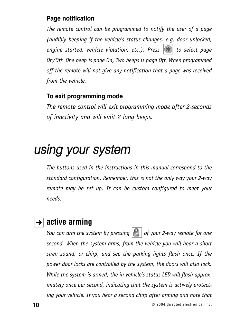 Uussiin ng g yyo ou urr ssyysstte em m | Directed Electronics 120XV User Manual | Page 13 / 42