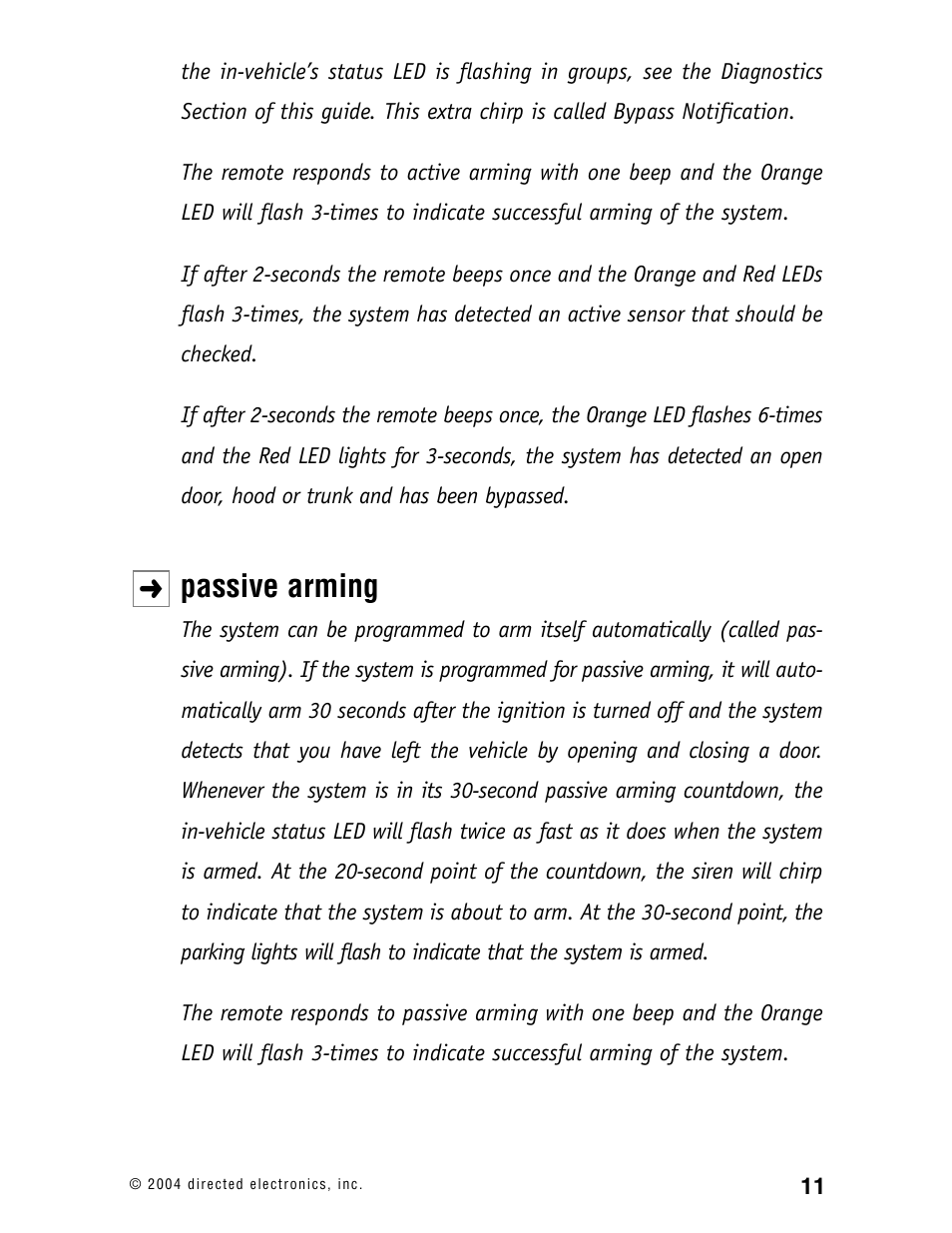 Passive arming | Directed Electronics 120XV User Manual | Page 14 / 42