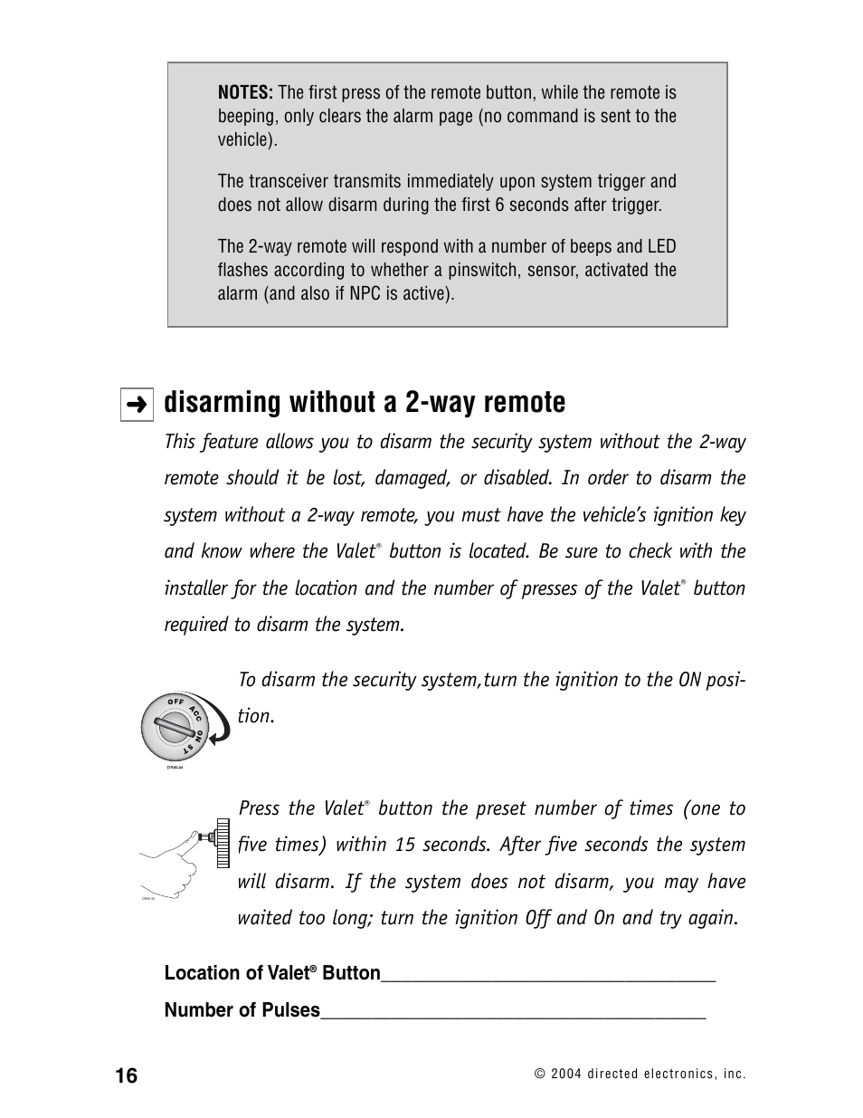 Disarming without a 2-way remote | Directed Electronics 120XV User Manual | Page 19 / 42