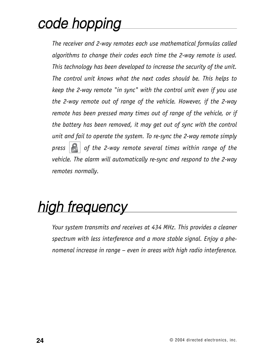 Cco od de e h ho op pp piin ng g, Hhiig gh h ffrre eq qu ue en nc cyy | Directed Electronics 120XV User Manual | Page 27 / 42