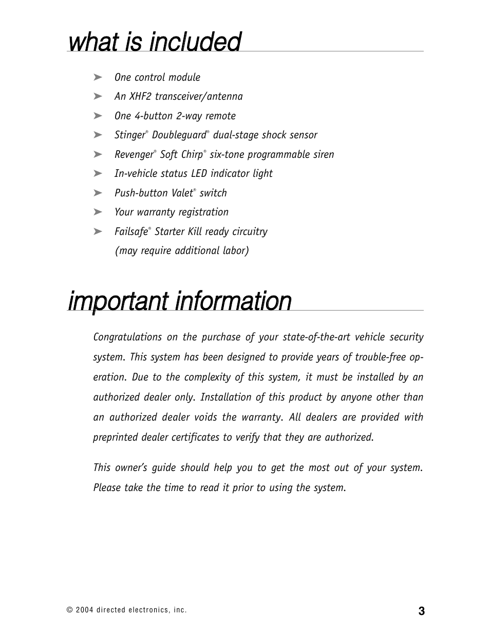 Wwh ha att iiss iin nc cllu ud de ed d | Directed Electronics 120XV User Manual | Page 6 / 42