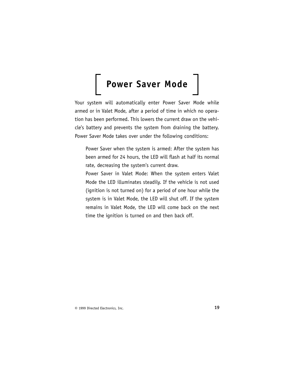 Power saver mode | Directed Electronics 429 Series User Manual | Page 23 / 40