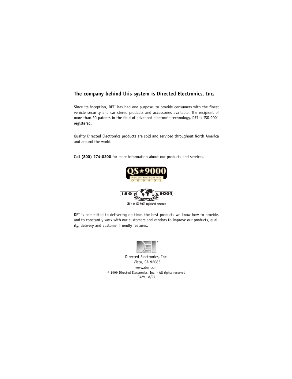 Directed Electronics 429 Series User Manual | Page 40 / 40