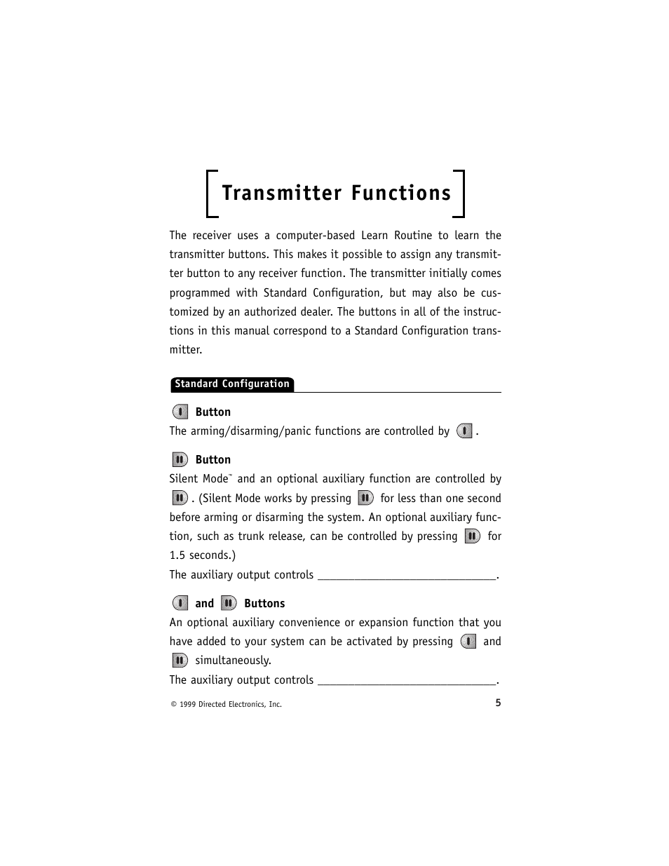 Transmitter functions | Directed Electronics 429 Series User Manual | Page 9 / 40