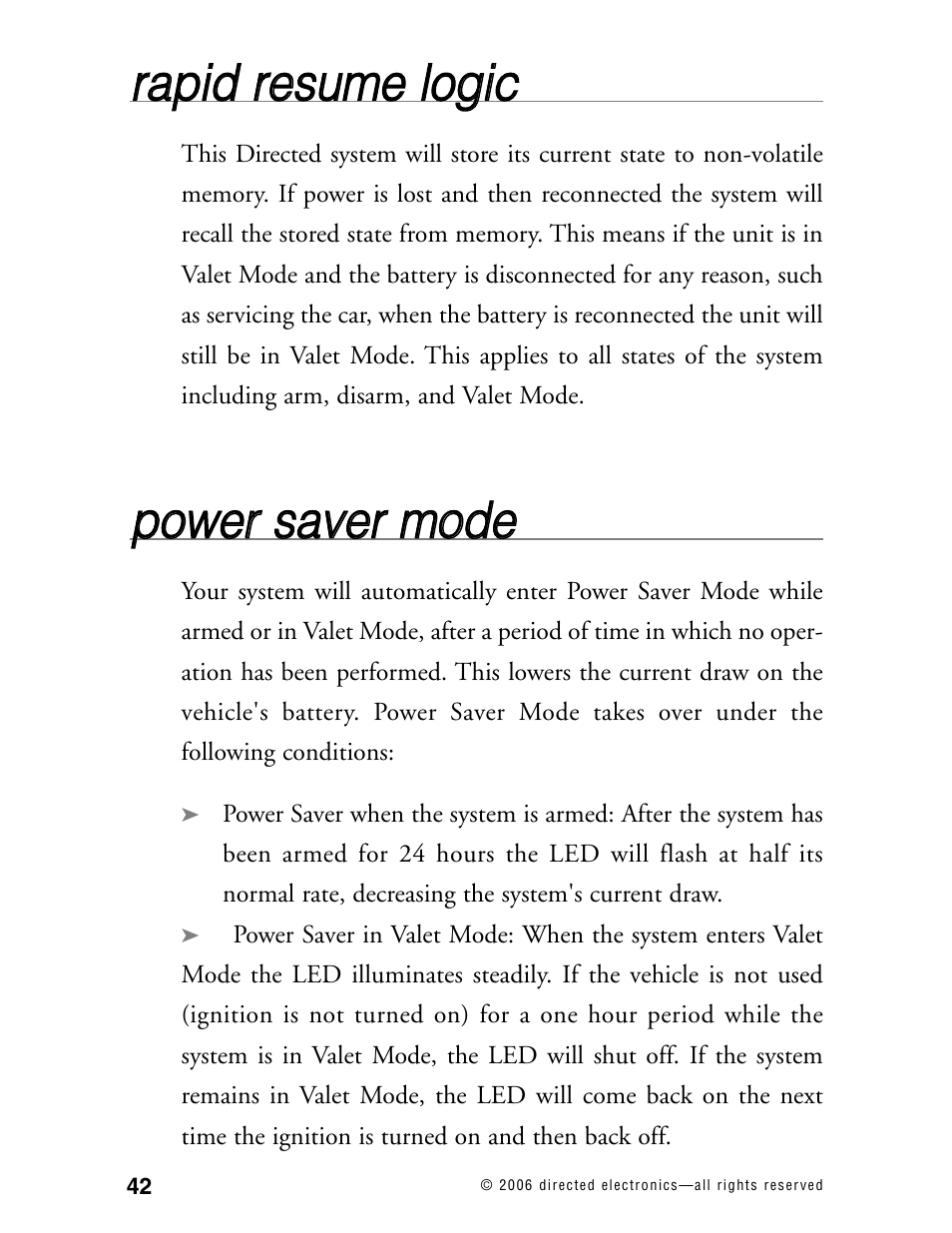Rra ap piid d rre essu um me e llo og giic c, Ppo ow we err ssa avve err m mo od de e | Directed Electronics Model 990 User Manual | Page 45 / 57