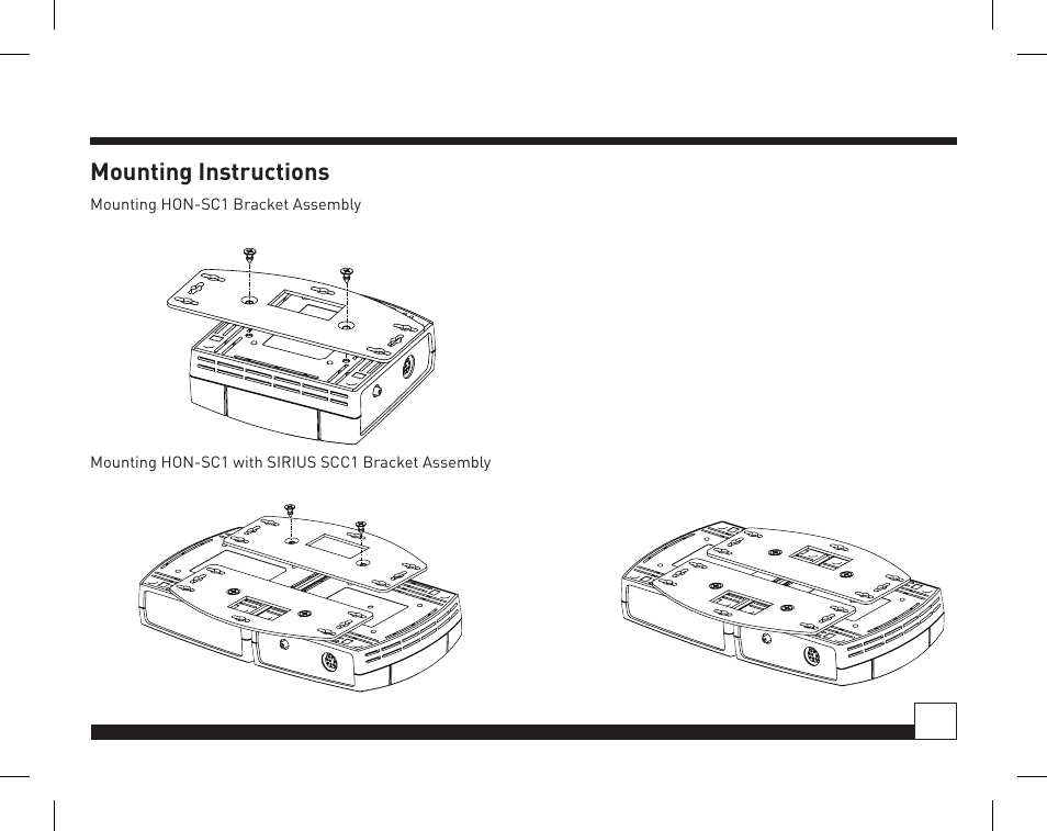 Desktop docking station, Mounting instructions | Directed Electronics Honda/Acura SIRIUS Interface HON-SC1 User Manual | Page 13 / 20