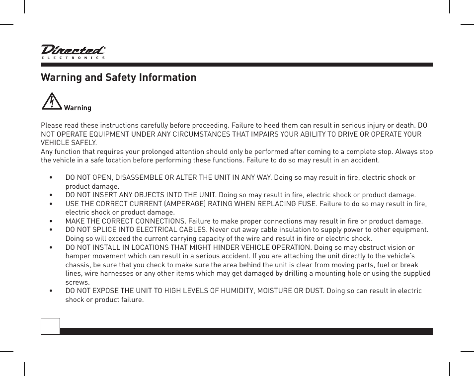 Warning and safety information, Xm1-1, 001 - hits1 pop music name music title | Directed Electronics Honda/Acura SIRIUS Interface HON-SC1 User Manual | Page 4 / 20