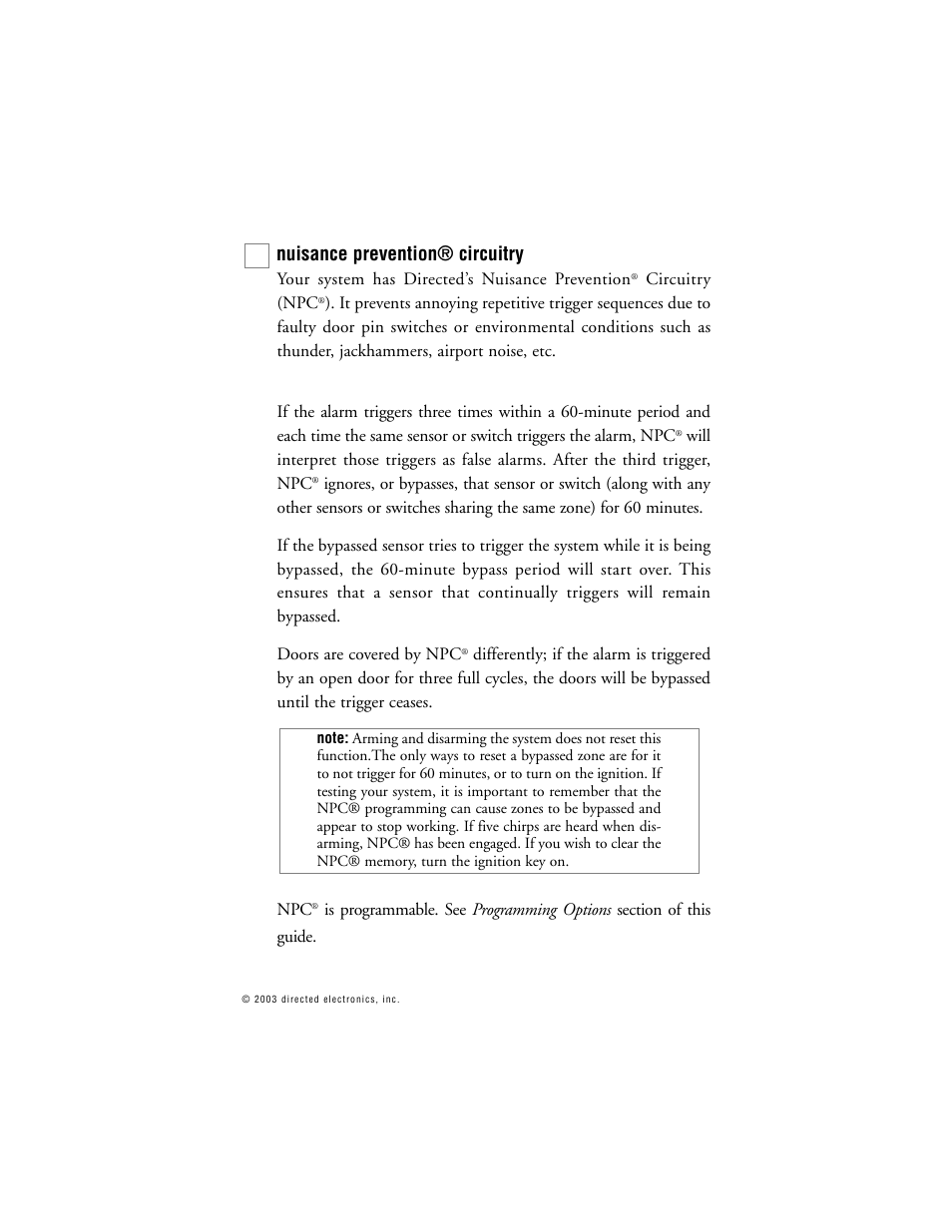 Nuisance prevention® circuitry | Directed Electronics Model 690XV User Manual | Page 26 / 47