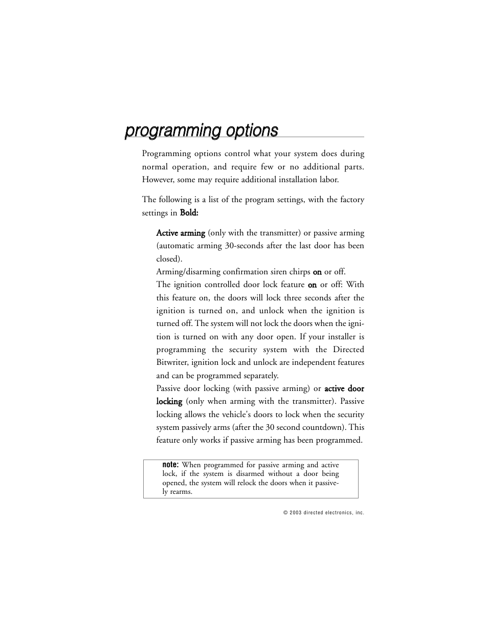 Pprro og grra am mm miin ng g o op pttiio on nss | Directed Electronics Model 690XV User Manual | Page 33 / 47