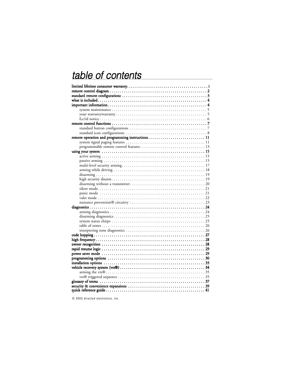 Tta ab blle e o off c co on ntte en nttss | Directed Electronics Model 690XV User Manual | Page 4 / 47