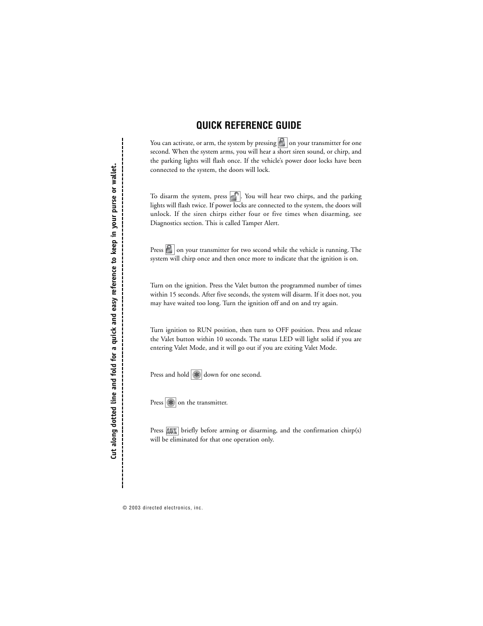 Quick reference guide | Directed Electronics Model 690XV User Manual | Page 44 / 47